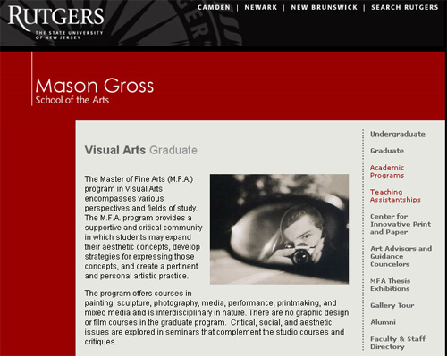 Rutgers University website. Screengrab AFC Rutgers University website. Screengrab AFC