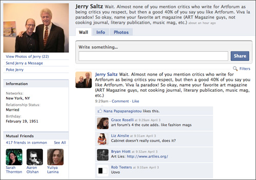 Jerry Saltz, Art Fag City, Facebook