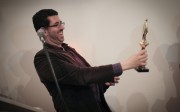 Jerry recipient Hrag Vartanian admires his trophy. Briefly. (Photo: Jessica Yatrofsky) Jerry recipient Hrag Vartanian admires his trophy. Briefly. (Photo: Jessica Yatrofsky)