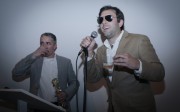 William Powhida's drunk double hijacks the mic for what felt like an eternity. (Photo: Jessica Yatrofsky) William Powhida's drunk double hijacks the mic for what felt like an eternity. (Photo: Jessica Yatrofsky)