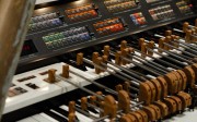 Lutz Bacher, "Pipe Organ", 2009-11, tin, paint, speakers, wire and Yamaha organ, (detail)
