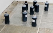 Sam Lewitt, "Fluid Employment", 2012,  ferromagnetic liquid poured bi-weekly over plastic, fans, (detail)